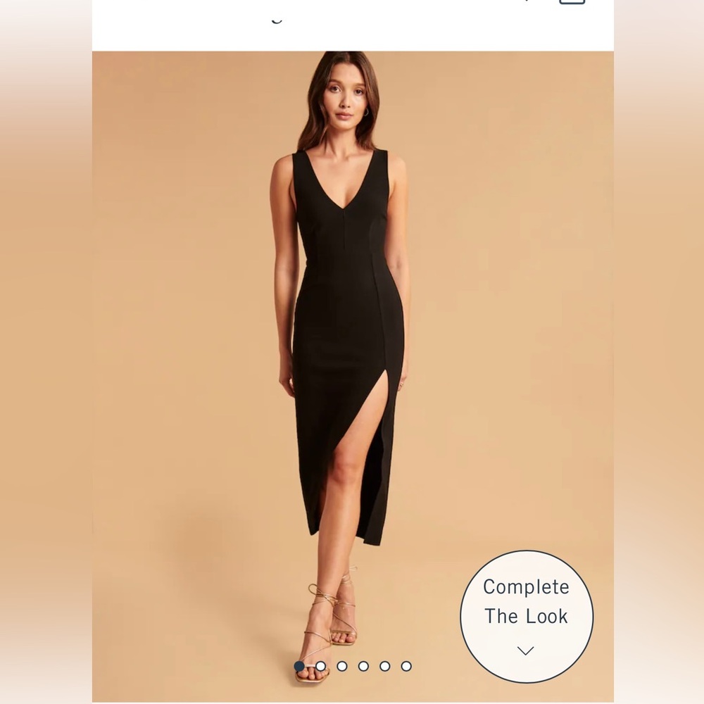 Plunge Neck Midi Dress - Abercrombie
